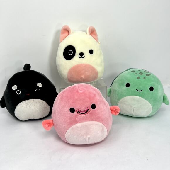 Lot of 4 Squishmallow Plush Stuffed Animal Dog Sea Turtle fish The Orca Whale - Picture 1 of 16